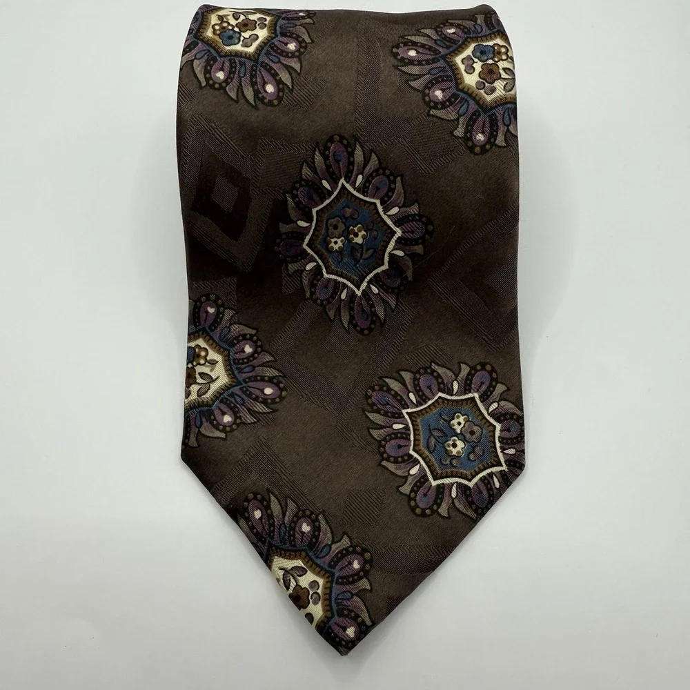 Christian Dior Monsieur Neck Tie Vintage Geometric pattern 100% Silk Necktie 57